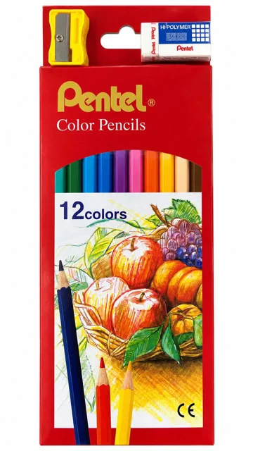مدادرنگی ۱۲ رنگ جعبه مقوایی پنتل / Pentel